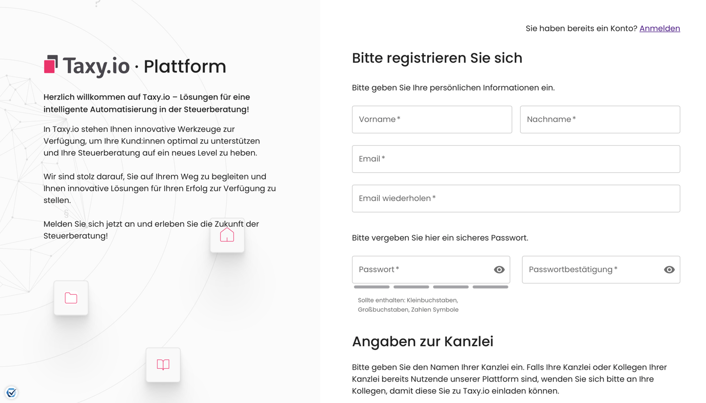 REGISTRIERUNG LOGIN visual data 6